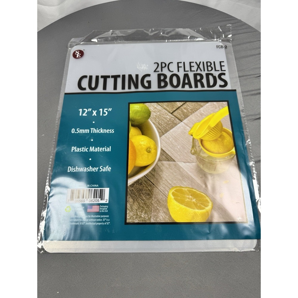 SE‎ 2PC Flexible Cutting Boards 12x15 Clear Plastic Dishwasher Safe FCB-2